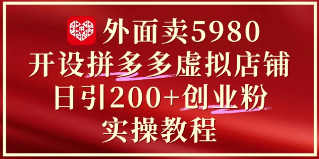 外面卖5980开设拼多多虚拟店铺：单日引流200+创业付费粉实战教程-云创网