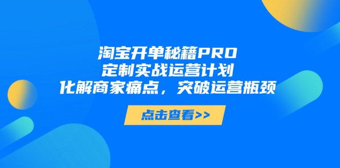 淘宝开单秘籍PRO，定制实战运营计划，化解商家痛点，突破运营瓶颈-云创网