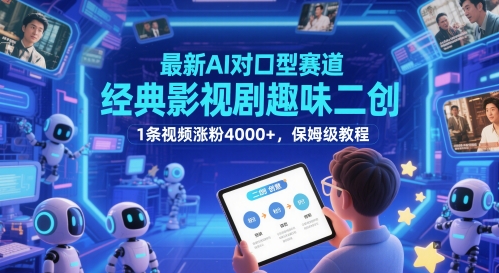 最新AI对口型赛道，经典影视剧趣味二创，1条视频涨粉4000+，保姆级教程-云创网