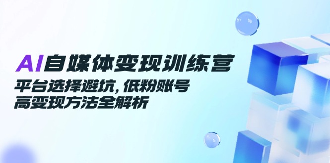 AI自媒体变现训练营，平台选择避坑，低粉账号高变现方法全解析-云创网