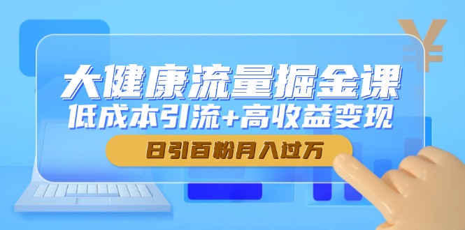 大健康流量掘金课，低成本引流+高收益变现，日引百粉月入过万-云创网