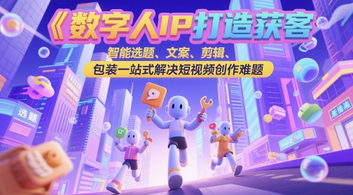 数字人IP打造获客变现实操课，智能选题、文案、剪辑、包装一站式解决短视频创作难题-云创网