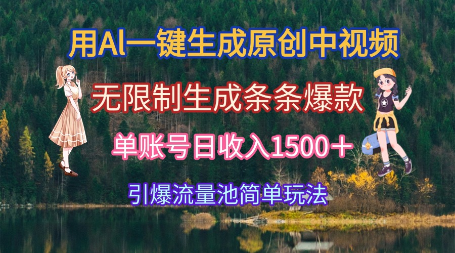 用Al一键生成原创中视频，无限制生成条条爆款，单账号日收入1500＋引爆...-云创网