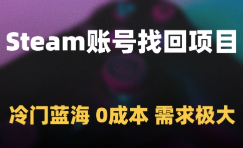 Steam账号找回项目，冷门蓝海，0成本，需求极大-云创网