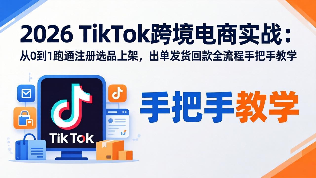 2026TikTok跨境电商实战：从0到1跑通注册选品上架，出单发货回款全流程手把手教学-云创网