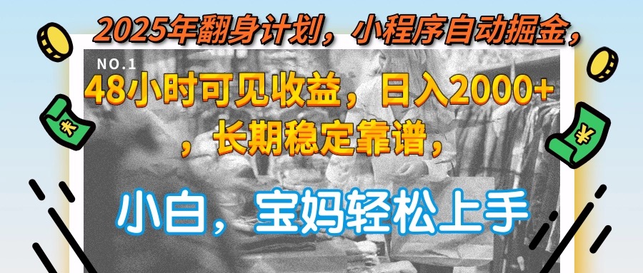2025年翻身计划，小程序自动掘金48小时可见收益，日入2000+，长期稳定...-云创网