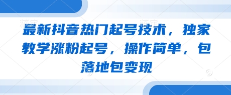 最新抖音热门起号技术，独家教学涨粉起号，操作简单，包落地包变现-云创网