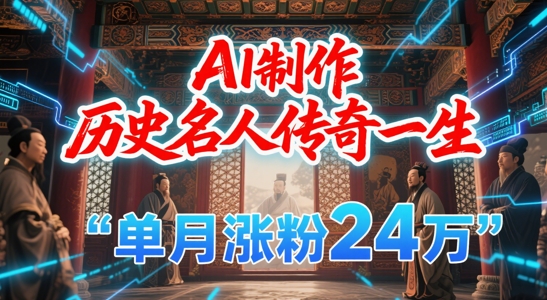 暴力起号！用AI制作历史名人传奇一生，单月涨粉24W，涨粉+变现赛道黑马来了-云创网