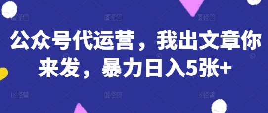 公众号代运营，我出文章你来发，暴力日入5张+【揭秘】-云创网