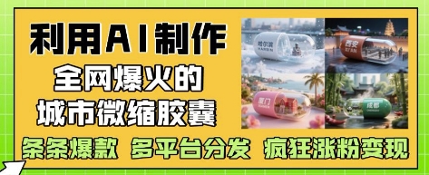 利用AI制作全网爆火的城市微缩胶囊，条条爆款， 多平台分发，疯狂涨粉变现-云创网