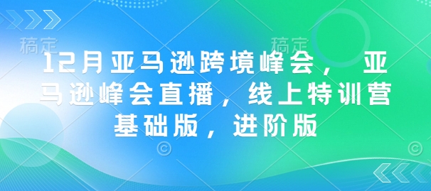 12月亚马逊跨境峰会， 亚马逊峰会直播，线上特训营基础版，进阶版-云创网