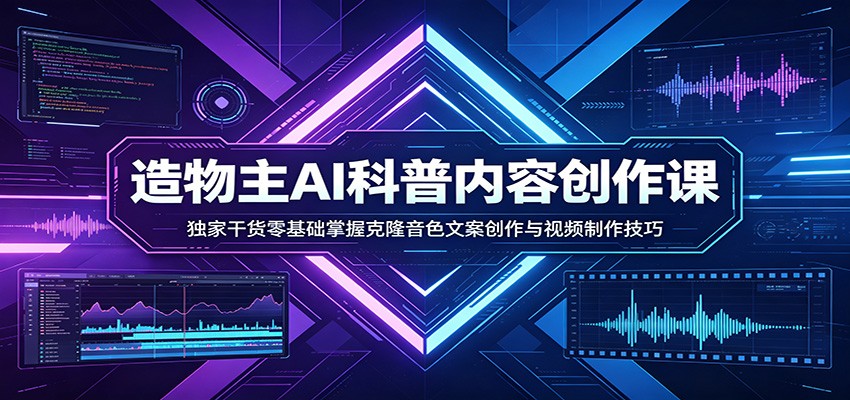 AI科普内容创作课：独家干货零基础掌握克隆音色文案创作与视频制作技巧-云创网