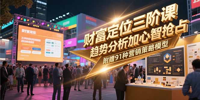 财富定位三阶课，趋势分析加心智抢占，附赠91种营销策略模型-云创网