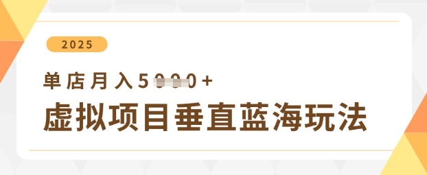 虚拟项目垂直玩法，实现单店月入5k+-云创网