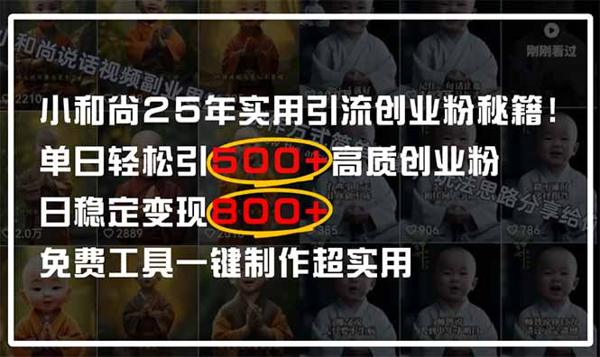 小和尚2025年实用引流秘籍！单日轻松引500+高质量创业粉，日变现800+，...-云创网