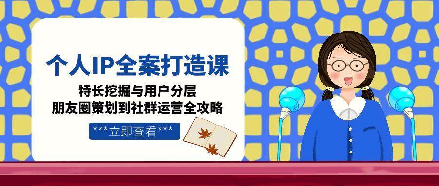 个人IP全案打造课，特长挖掘与用户分层，朋友圈策划到社群运营全攻略-云创网