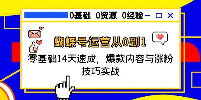 蝴蝶号运营从0到1，零基础14天速成，爆款内容与涨粉技巧实战-云创网