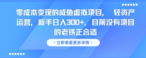 零成本变现的咸鱼虚拟项目， 轻资产运营，新手日入3张+，目前没有项目的老铁正合适-云创网