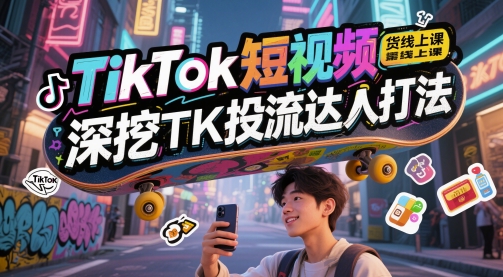 TikTok短视频带货线上课，深挖TK投流达人打法-云创网