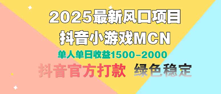 2025最新风口项目 抖音小游戏MCN 单人单日收益1500-2000+-云创网