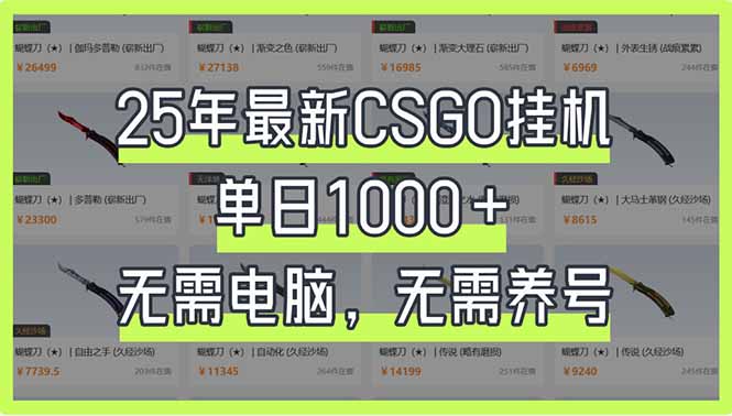 25年最新CSGO挂机系统，单日1000+，无需电脑，无需养号，0基础可上手-云创网