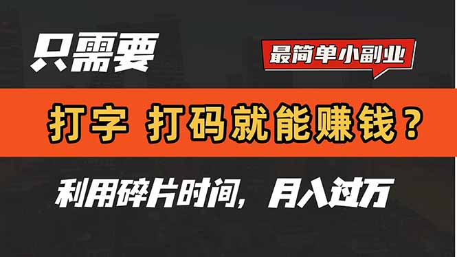 只需要打字，打码，就能赚钱？简单的赚钱小副业，利用碎片时间，月入过万-云创网