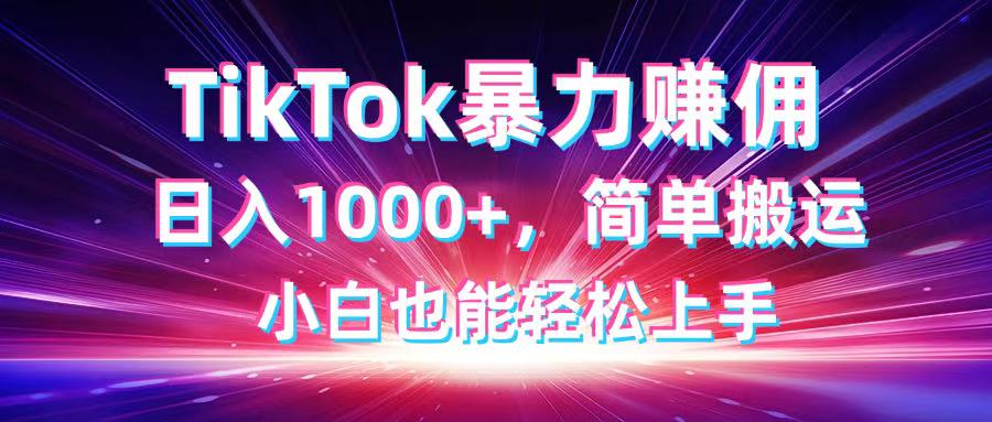 TikTok搬运暴力赚佣，日入1000+，简单搬运，小白也能轻松上手-云创网