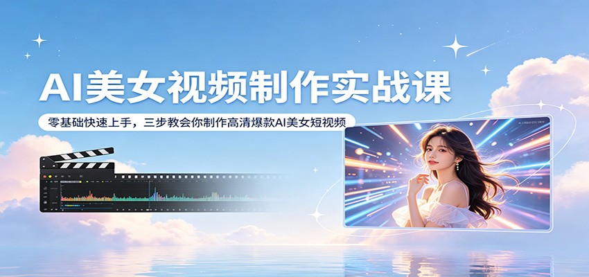 AI美女视频制作实战课:零基础快速上手,三步教会你制作高清爆款AI美女短视频-云创网