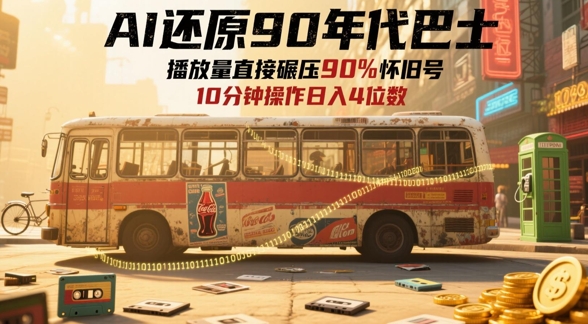 AI还原90年代巴士，一帧就让70后泪崩，播放量直接碾压90%怀旧号，每天操作十分钟，日入四位数-云创网