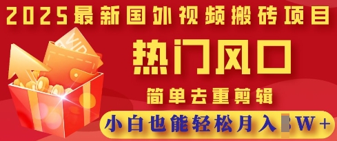 2025最新视频搬砖项目，热门风口，简单去重剪辑，小白也能轻松月入过W-云创网