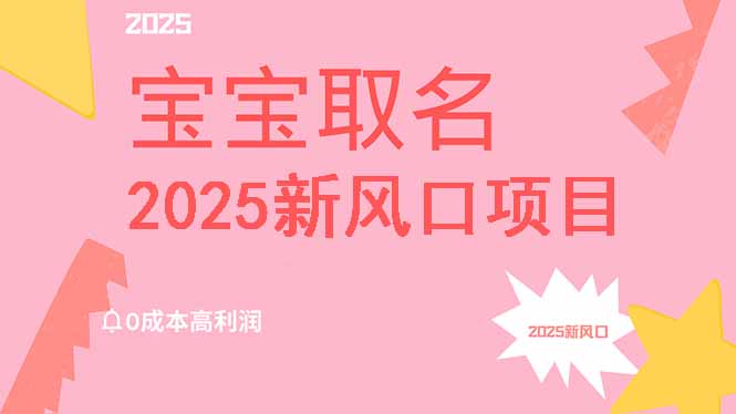 2025新风口项目宝宝取名，0成本高利润，附保姆级教程，月入过万不是梦-云创网