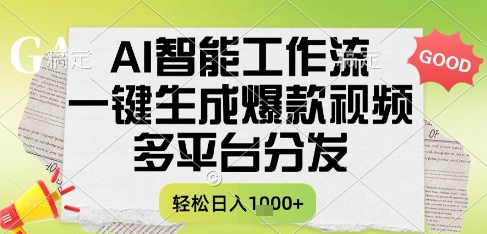 AI智能工作流，一键生成书单号爆款视频，多平台分发，每日收益多张【揭秘】-云创网