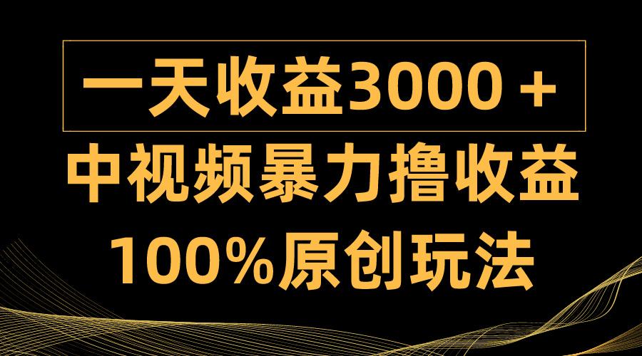 (9696期)中视频暴力撸收益，日入3000＋，100%原创玩法，小白轻松上手多种变现方式-云创网