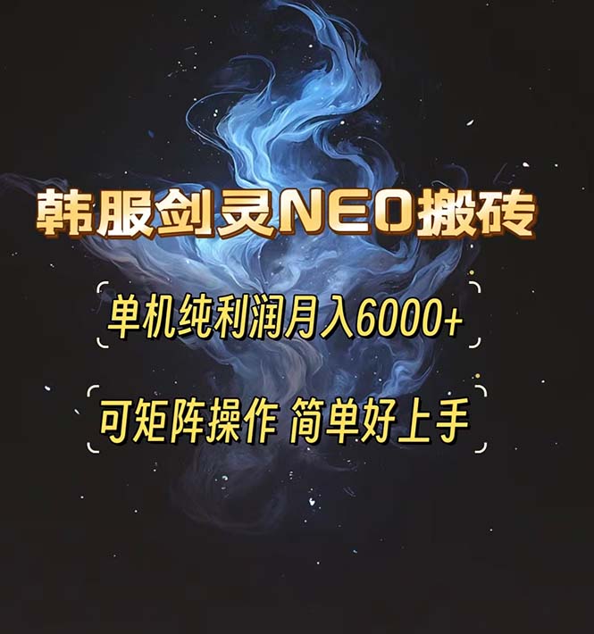 韩服剑灵NEO搬砖攻略，单机纯利润月入6000+ 可矩阵操作，简单好上手。-云创网