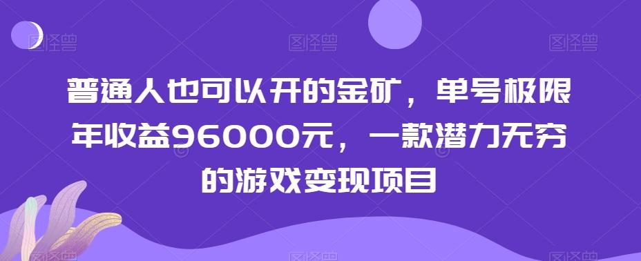 普通人也可以开的金矿，单号极限年收益96000元，一款潜力无穷的游戏变现项目【揭秘】-云创网