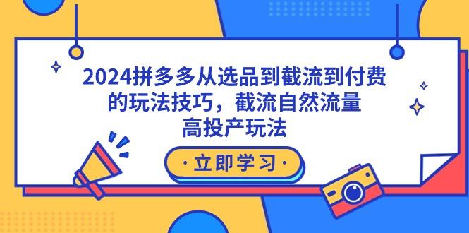 2024拼多多从选品到截流到付费的玩法技巧，截流自然流量玩法，高投产玩法-云创网