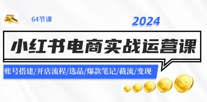 2024小红书电商实战运营课：账号搭建/开店流程/选品/爆款笔记/截流/变现-云创网