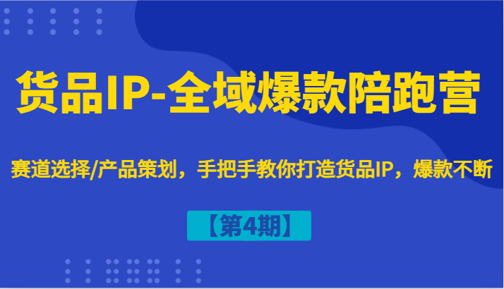 货品IP-全域爆款陪跑营【第4期】赛道选择/产品策划，手把手教你打造货品IP，爆款不断-云创网