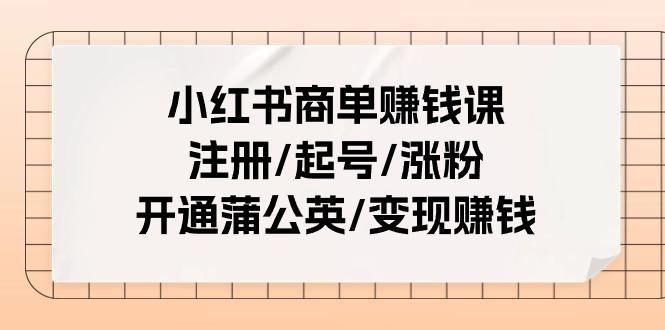 小红书商单赚钱课：注册/起号/涨粉/开通蒲公英/变现赚钱(25节课)-云创网