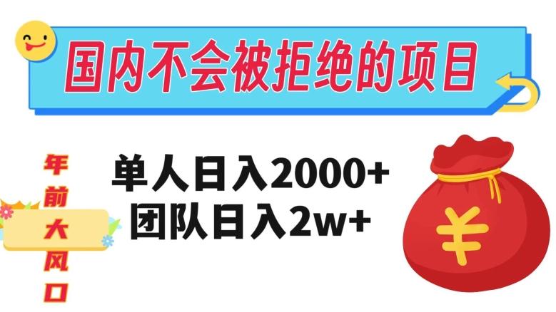 在国内不怕被拒绝的项目，单人日入2000，团队日入20000+【揭秘】-云创网