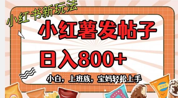 小红薯发日常帖子，日入800+小白专属项目可批量操作-云创网
