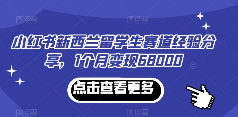 小红书新西兰留学生赛道经验分享，1个月变现68000【揭秘】-云创网