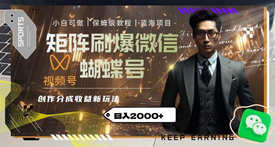 矩阵刷爆微信蝴蝶号创作者分成计划收益的新玩法，日入2000+【揭秘】-云创网