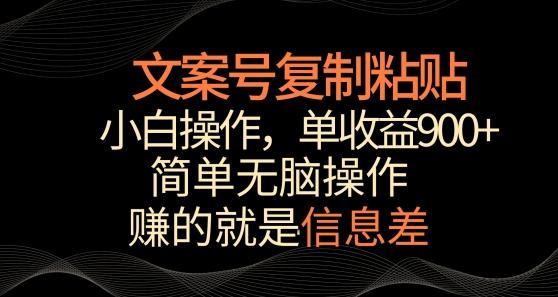 文案号掘金，简单复制粘贴，小白操作，单作品收益900+【揭秘】-云创网