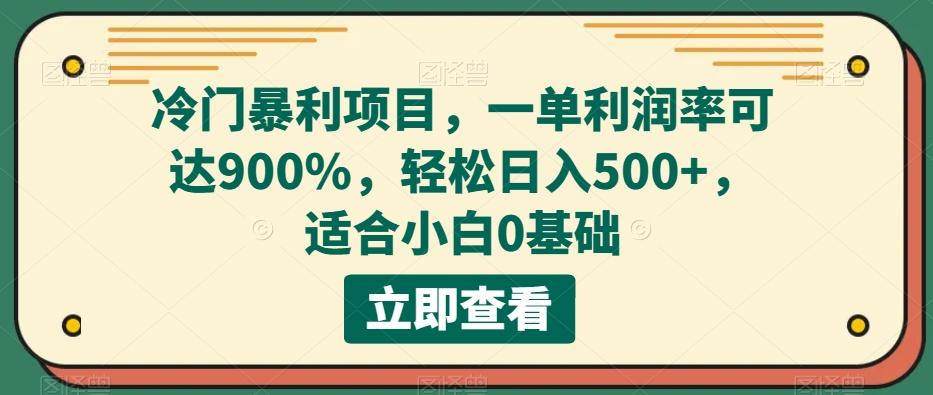冷门暴利项目，一单利润率可达900%，轻松日入500+，适合小白0基础-云创网