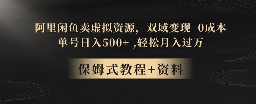 阿里闲鱼卖虚拟资源，双域变现，0成本，日入500+，轻松月入过万-云创网