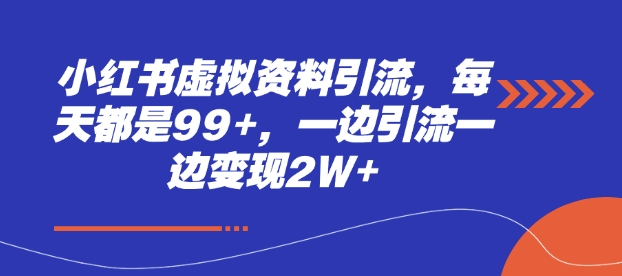 小红书虚拟资料引流，每天都是99+，一边引流一边变现2W+-云创网