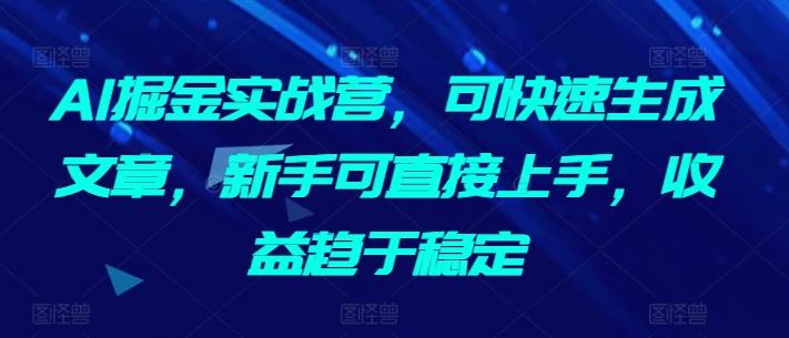 AI掘金实战营，可快速生成文章，新手可直接上手，收益趋于稳定-云创网