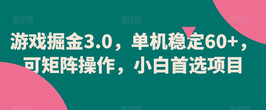 游戏掘金3.0，单机稳定60+，可矩阵操作，小白首选项目【揭秘】-云创网