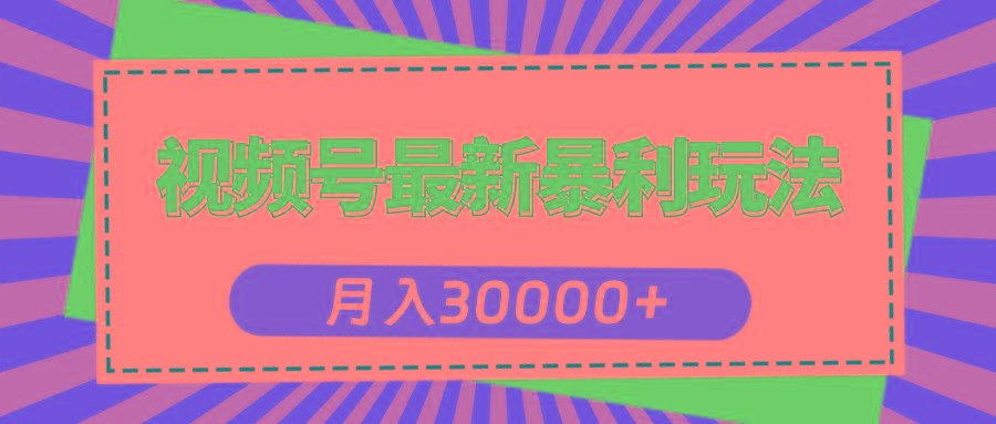 视频号最新暴利玩法，轻松月入30000+-云创网